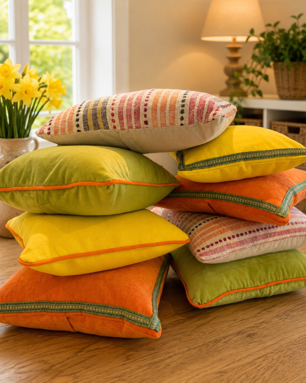 Colourful handmade cushions